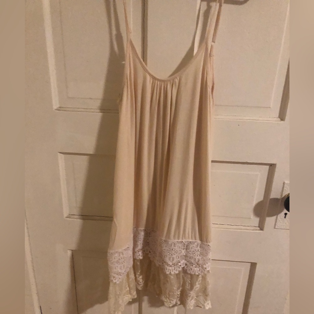 Cream Lace Slip Dress